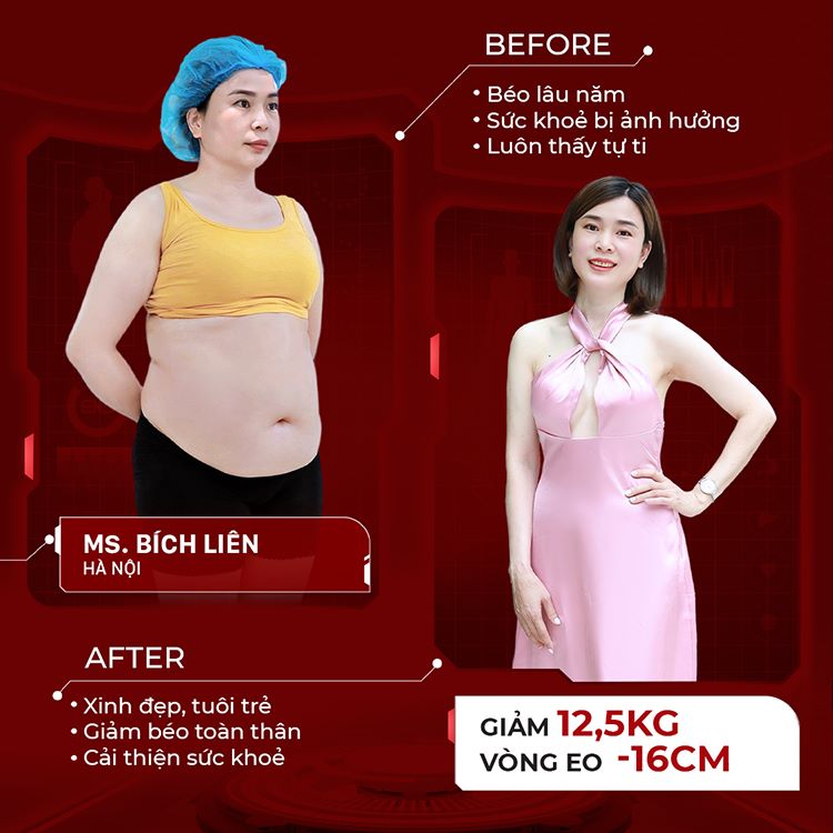 Chị Liên trước và sau khi giảm cân thành công 